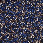 Tissu Polyester Stretch imprimé motif léopard bleu roi sur fond Noir