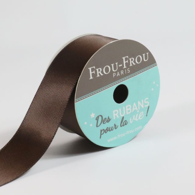 Bobinette Ruban Satin double face Frou-Frou Chocolat - 25 mm x 5 mètres