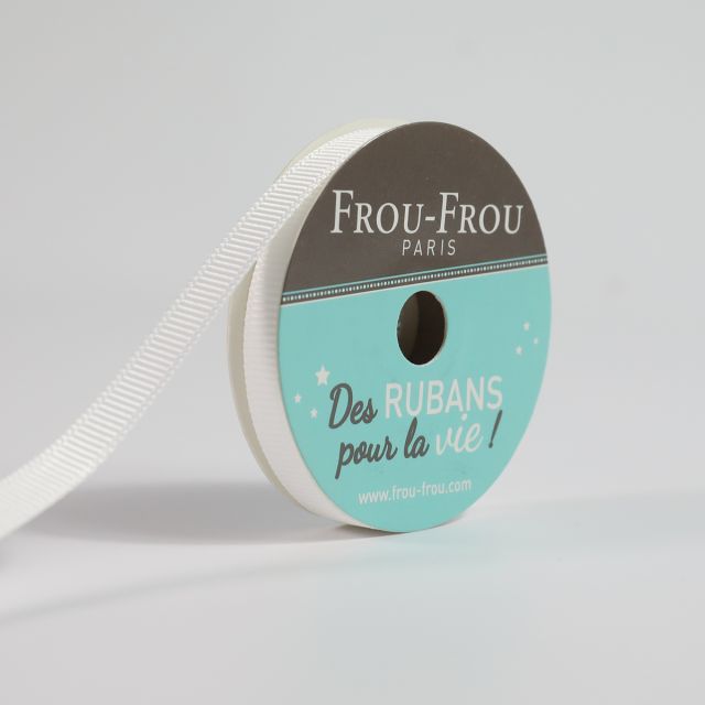 Bobinette Ruban Gros grain Frou-Frou Neige - 6 mm x 6 mètres