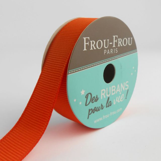 Bobinette Ruban Gros grain Frou-Frou Orange flamboyant - 16 mm x 6 mètres