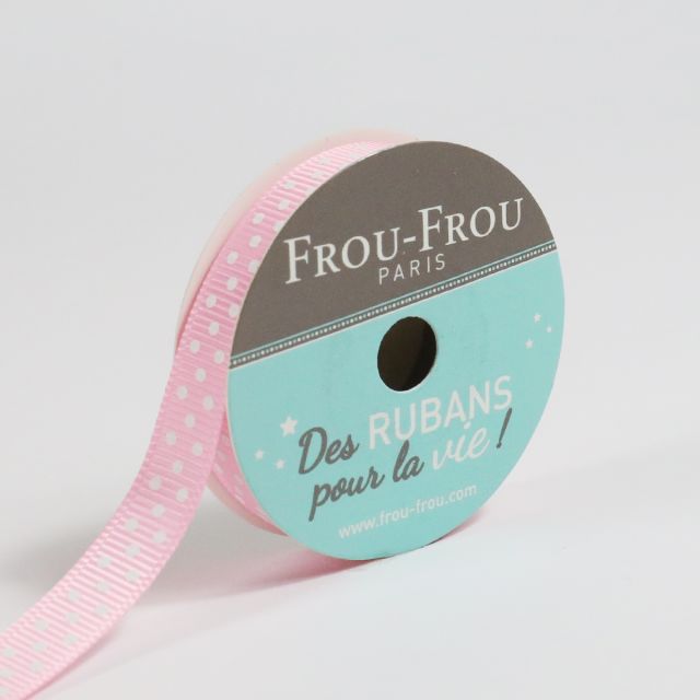 Bobinette Ruban Gros grain Pois Frou-Frou Petale de rose - 10 mm x 4 mètres