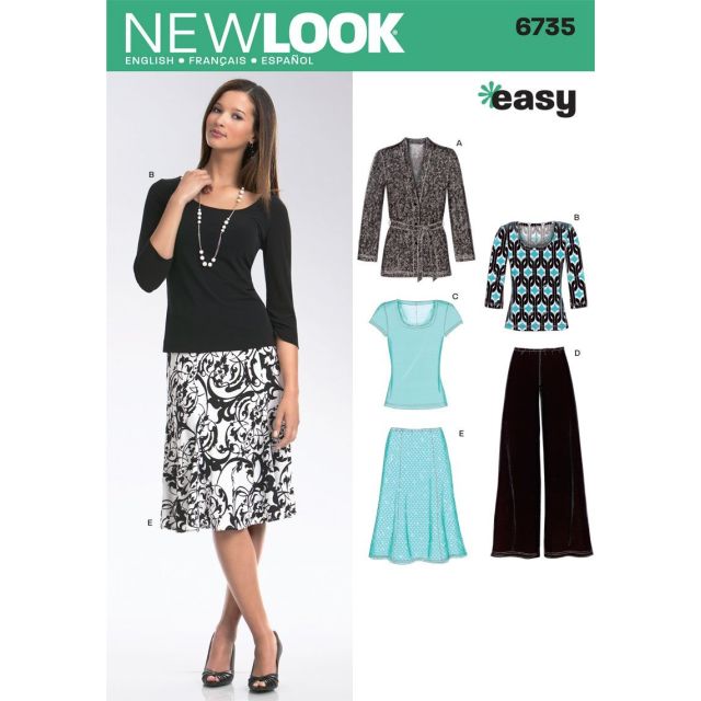 Patron New Look 6735 Ensemble Jupe/Pantalon, Tee-Shirt, Veste