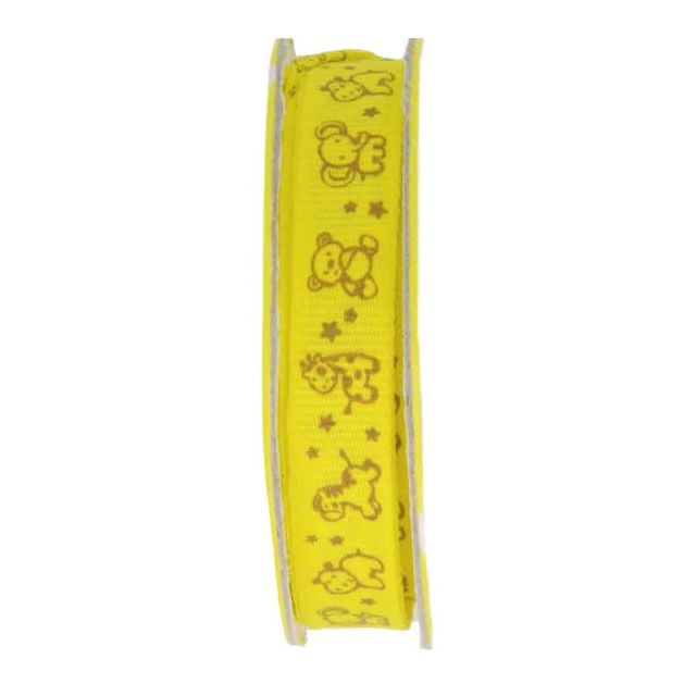 Ruban imprimé animaux Jaune - bobinette 2m