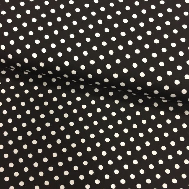 Tissu Coton imprimé Noir Pois 8 mm Blancs - Par 10 cm