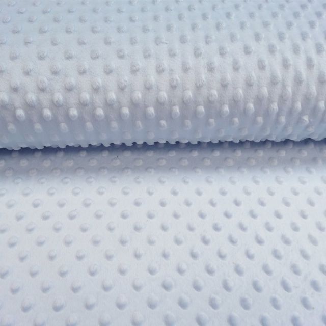 Tissu Minky Ultra doux Pois Bleu dragée - Par 10 cm