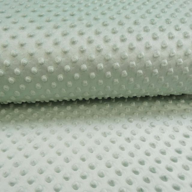 Tissu Minky Ultra doux Pois Vert d'eau - Par 10 cm