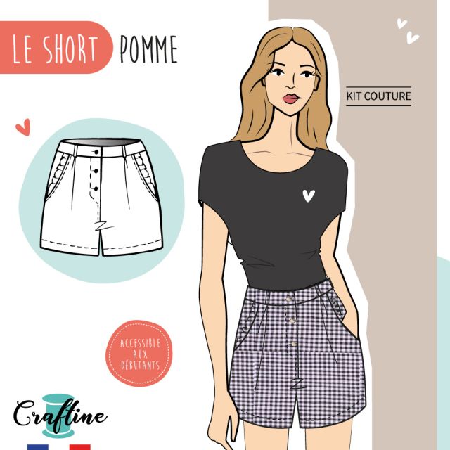 Kit Couture Craftine Short Pomme Vichy