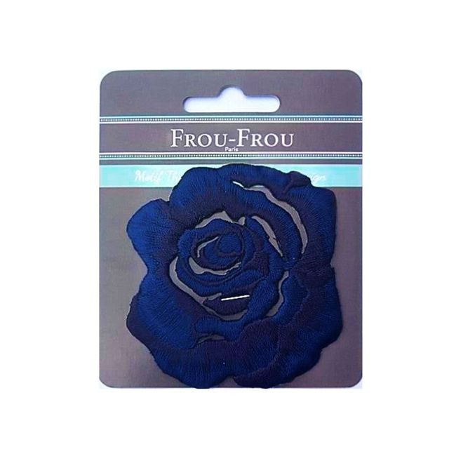 Ecusson Thermocollant Rose Bleue Brodée - 2 Tailles