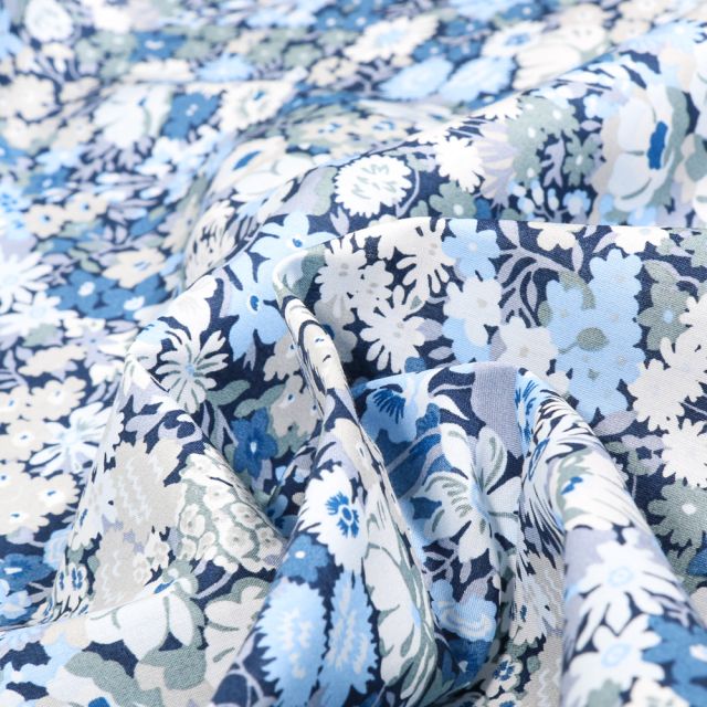 Tissu Liberty of London Thorpe sur fond Bleu marine