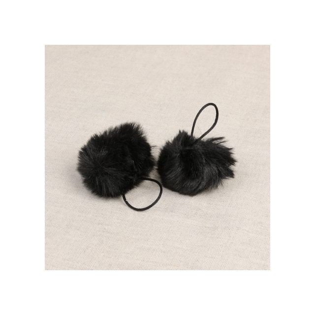 Pompon imitation fourrure 4 cm Noir