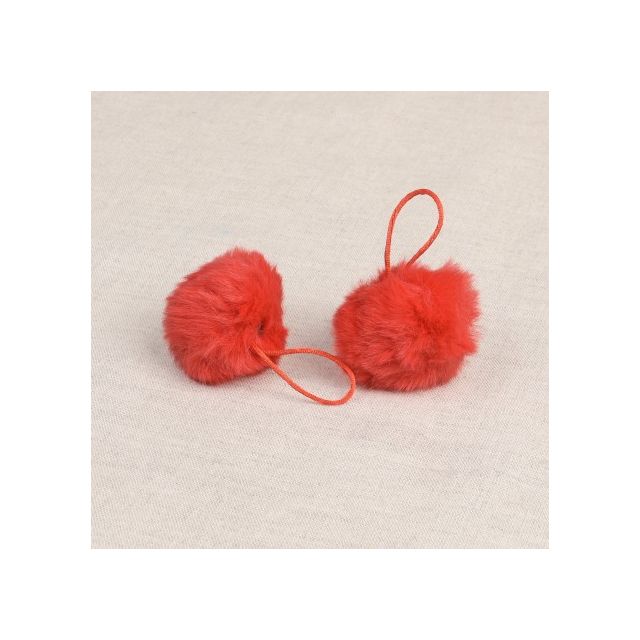 Pompon imitation fourrure 4 cm Rouge