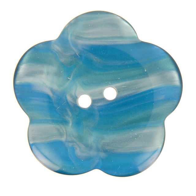 Bouton fleur nacré 38 mm - Bleu