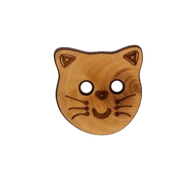 Bouton Johannes tête de chat en bois 25 mm