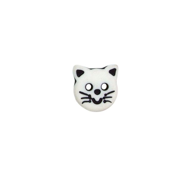 Bouton Karl tête de chat 14 mm - Blanc