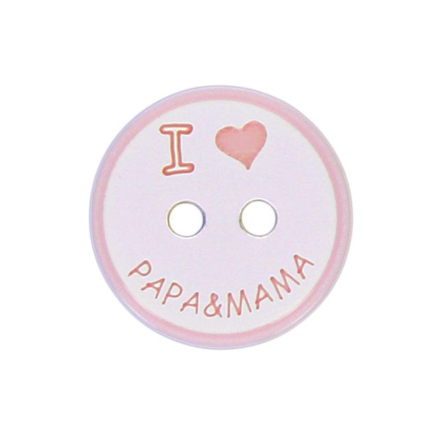 Bouton I love papa & mama 14 mm - Rose