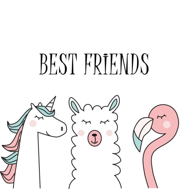 Sticker textile thermo-adhésif  7x7 cm - Best friends 