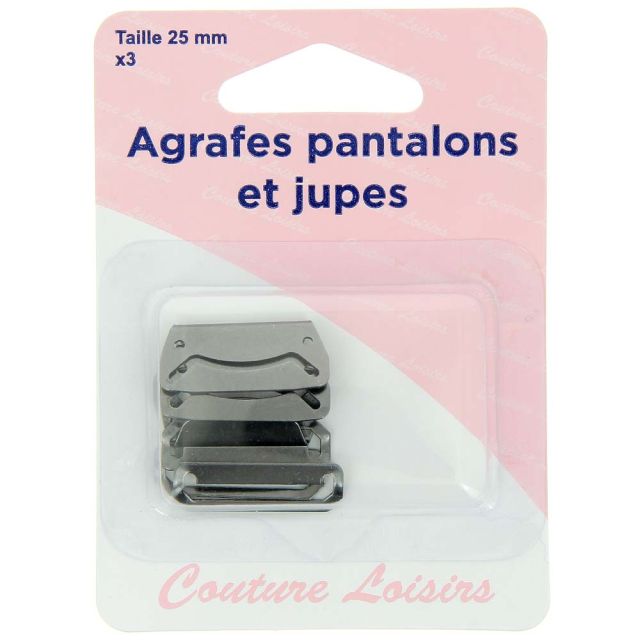 Agrafes plates pour jupes ou pantalon à coudre Noir - 25 mm