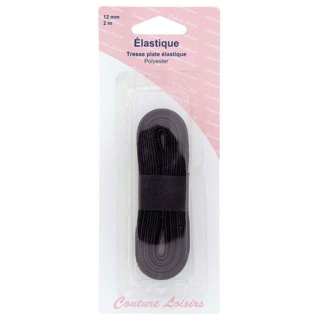 Elastique 12 mm Noir - 2 mètres