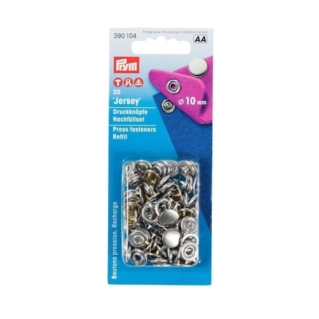 Recharge boutons pression Jersey 10mm Capuchon lisse Prym Argent  