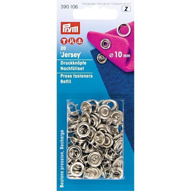 Recharge boutons pression Jersey 10mm Anneau denté Prym Argent