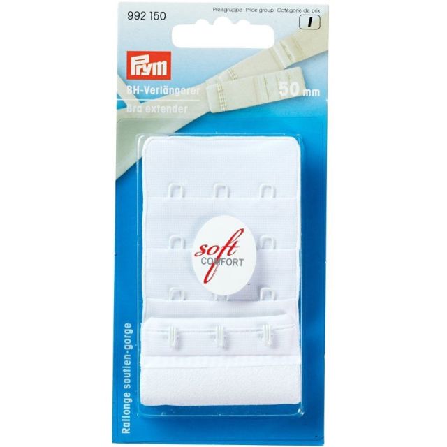 Rallonge de soutien-gorge Prym 50 mm - Blanc, 3 agrafes