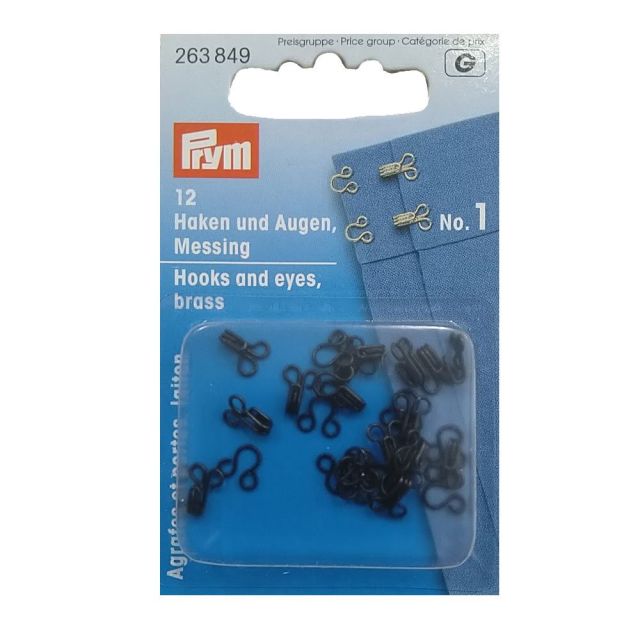 Agraphes et portes en laiton Prym Noir- 3 tailles