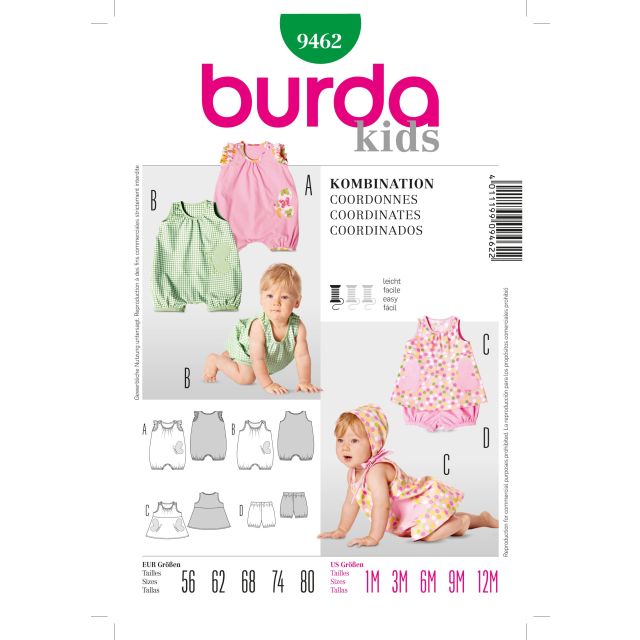 Patron Burda 9462 Ensemble bébé