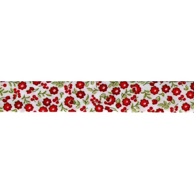 Biais 20 mm Rouge Fleurs Rouge x1m