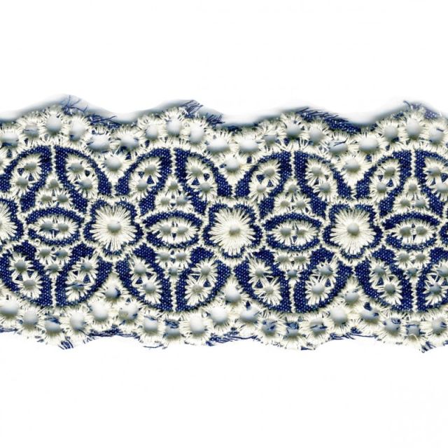 Galon Broderie Fleurs 54 mm Jean x1m