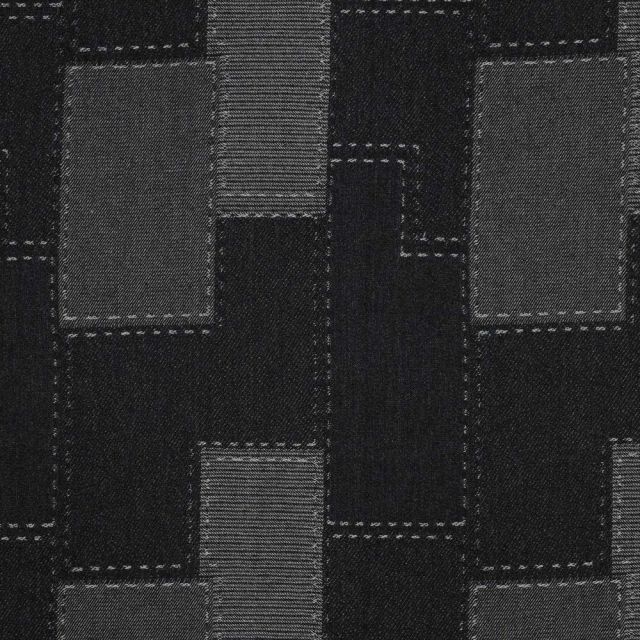 Tissu Jeans jacquard motif patchwork Noir