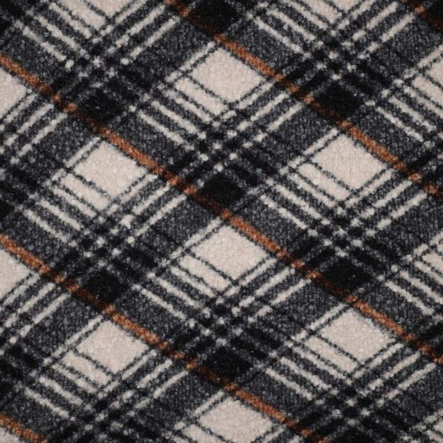 Tissu Bouclette motif tartan sur fond Beige