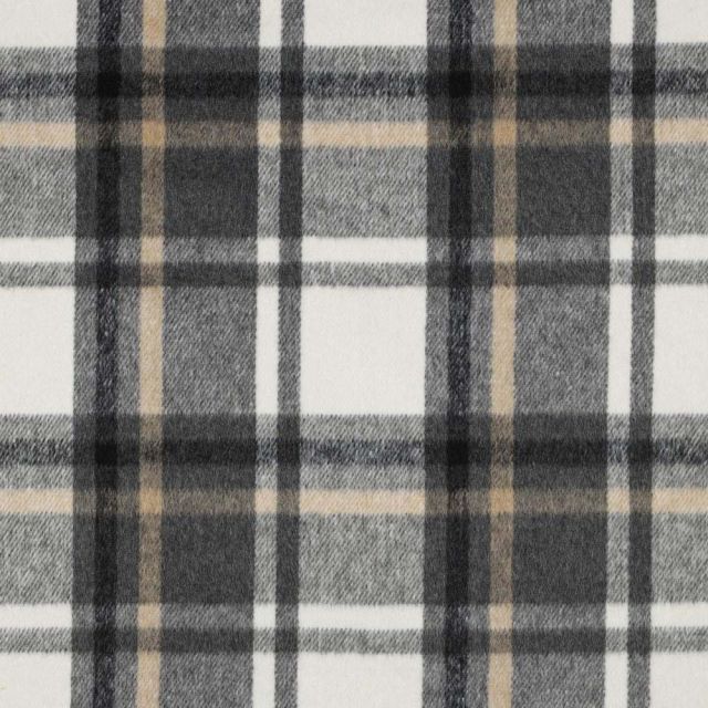 Tissu Caban brossé motif tartan sur fond Ecru