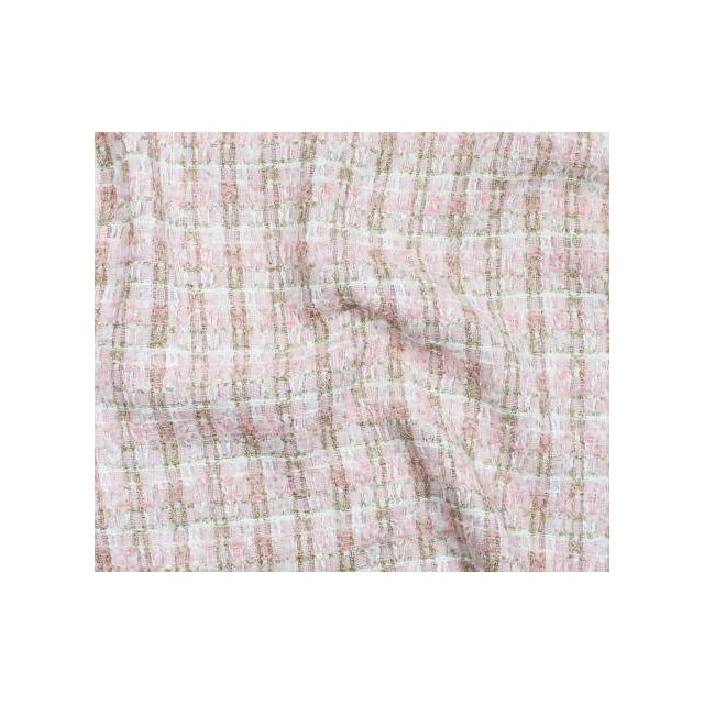 Tissu Tweed lurex Coco Rose blush