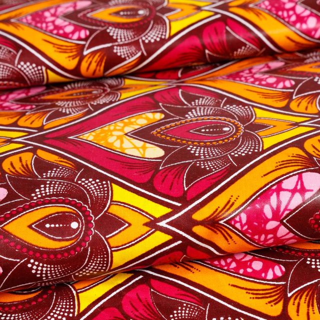 Tissu Wax africain n° 476 Orange