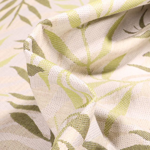 Tissu Jacquard Bamboo sur fond Vert