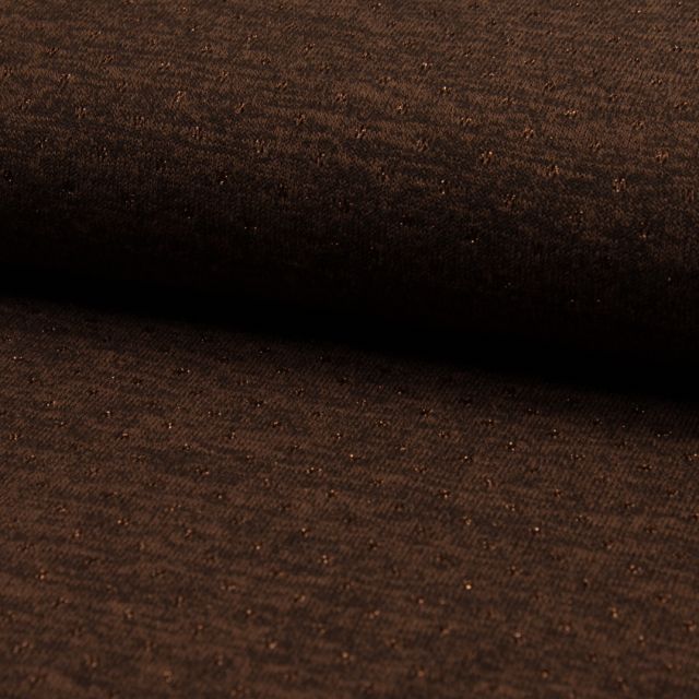 Tissu Maille lurex ajouré Marron chocolat