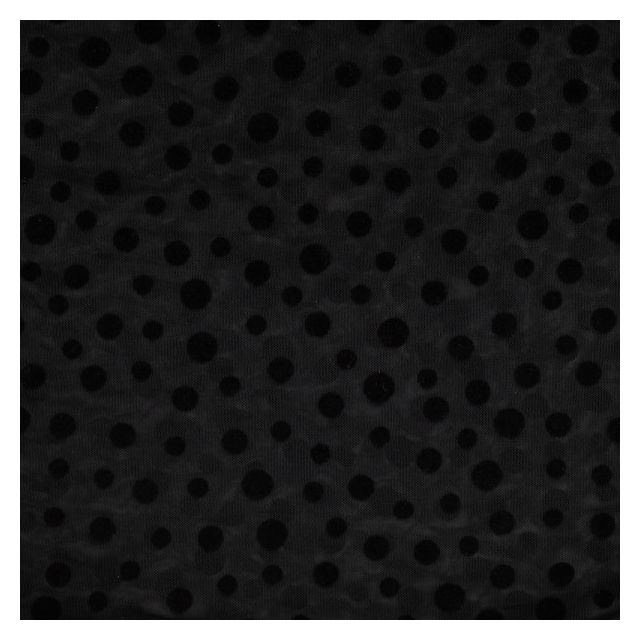 Tissu Tulle souple Big Dots velours sur fond Noir