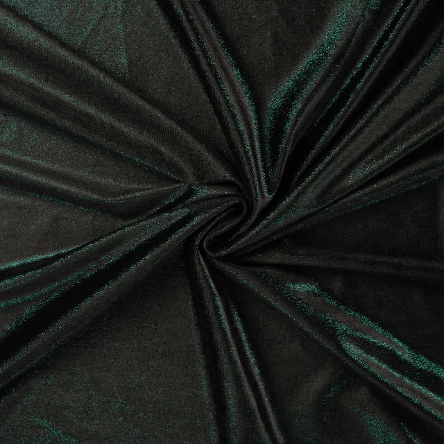 Tissu Velours Lurex vert sur fond Noir