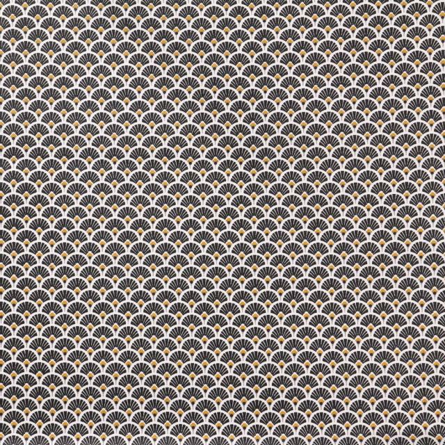 Tissu Coton Imprimé Arty Eventails Noirs - Par 10 cm