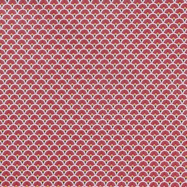 Tissu Coton Imprimé Arty Eventails Bordeaux - Par 10 cm