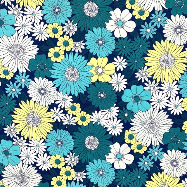 Tissu Coton enduit Ibiza bleu pétrole sur fond Bleu marine