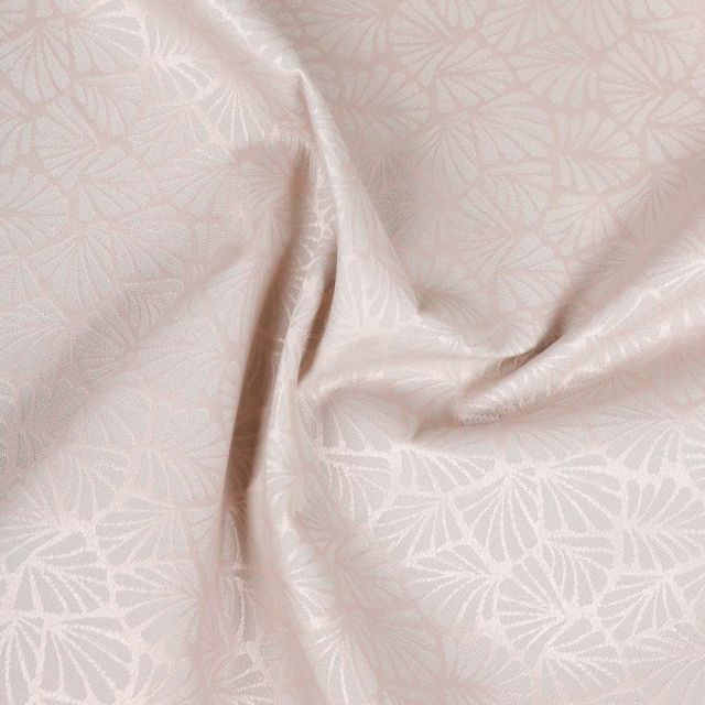 Tissu Jacquard Polycoton enduit Dinard sur fond Rose poudré