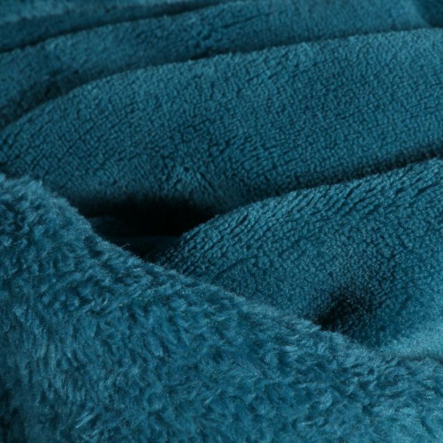 Tissu Doudou uni Bleu canard - Par 10 cm