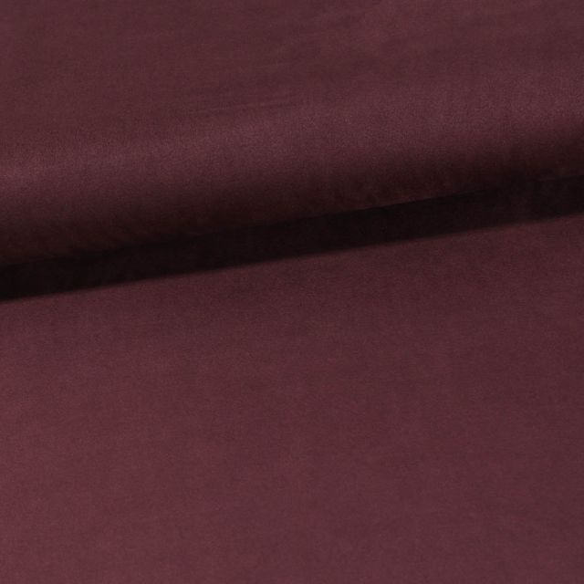 Tissu Suédine Elasthanne aspect Daim uni Bordeaux - Par 10 cm