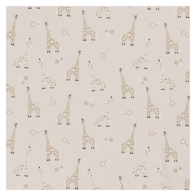 Tissu Coton imprimé Girafe Zizou sur fond Beige