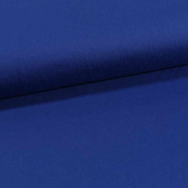 Tissu Coton Sergé extensible Bleu roi - Par 10 cm