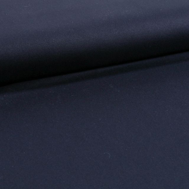 Tissu Coton Sergé extensible Bleu marine - Par 10 cm