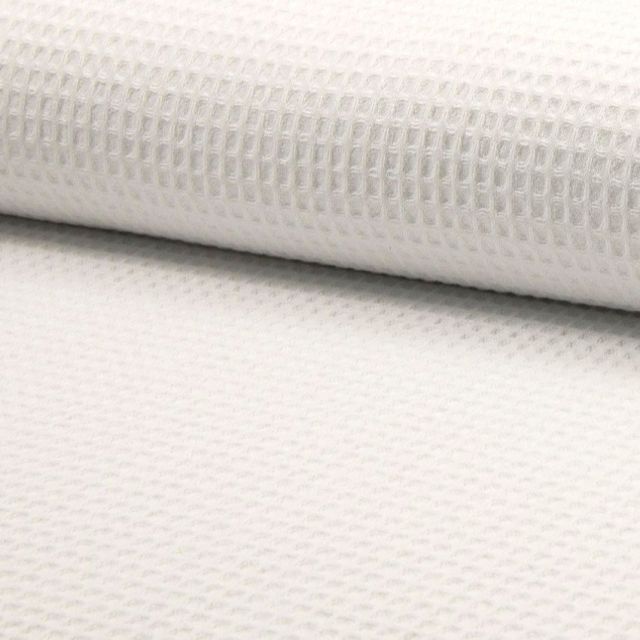 Tissu Nid d'abeille Blanc cassé x10cm