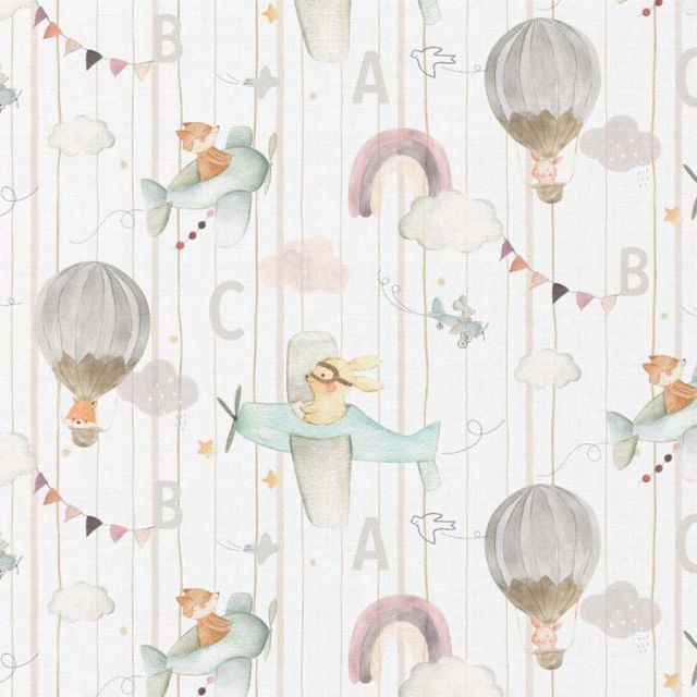 Tissu Coton imprimé digital LittleBird Eolia sur fond Blanc