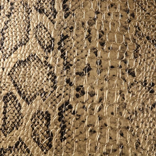 Tissu Simili cuir Croco snake Or - Par 10 cm